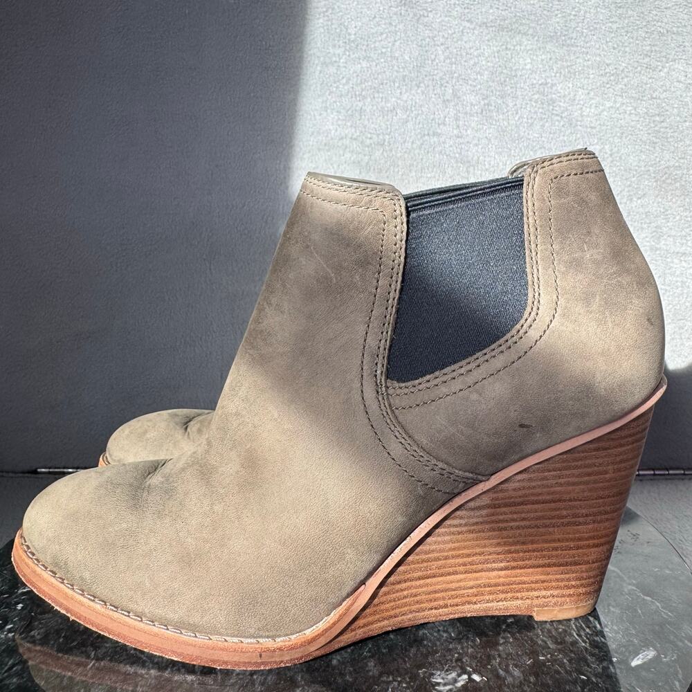 Cole Haan Balthasar Nubuck Wedge Heel Bootie In Greystone Women’s Size 8.5B US